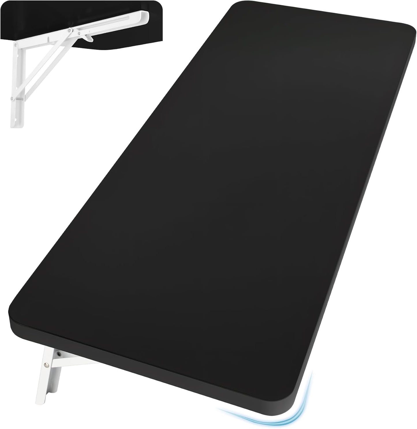 Wall Mounted Folding Table 31.5”L x 15.7”W, Laundry Folding Table with Heavy Duty Metal Collapsible Shelf Brackets, Wall Mounted Desk Fold Down for Small Spaces, White