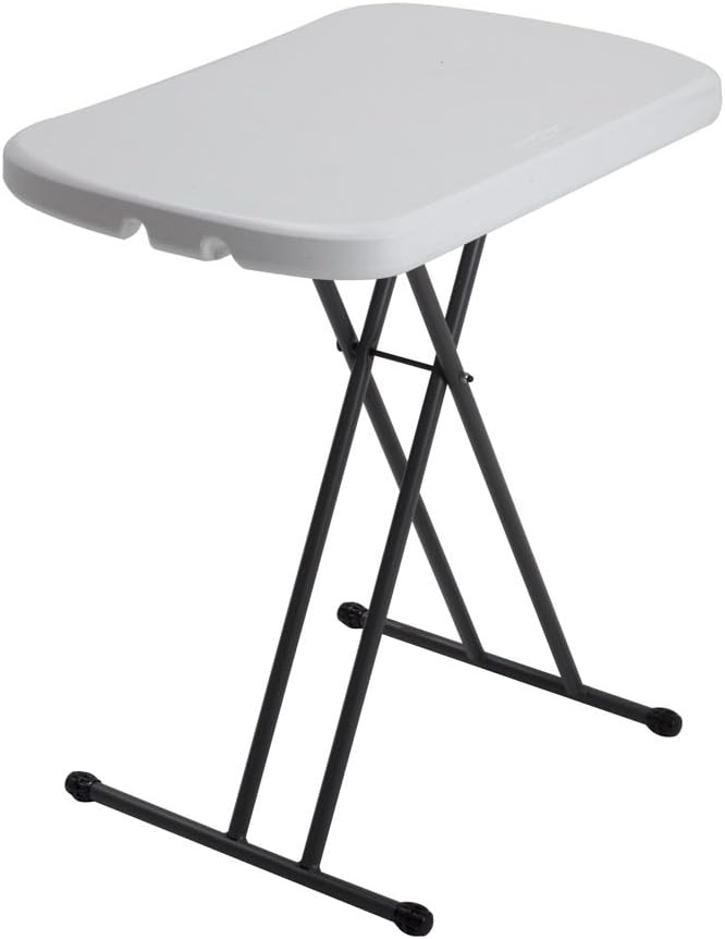 Lifetime 28241 Adjustable Folding Laptop Table TV Tray, 30 Inch, White Granite