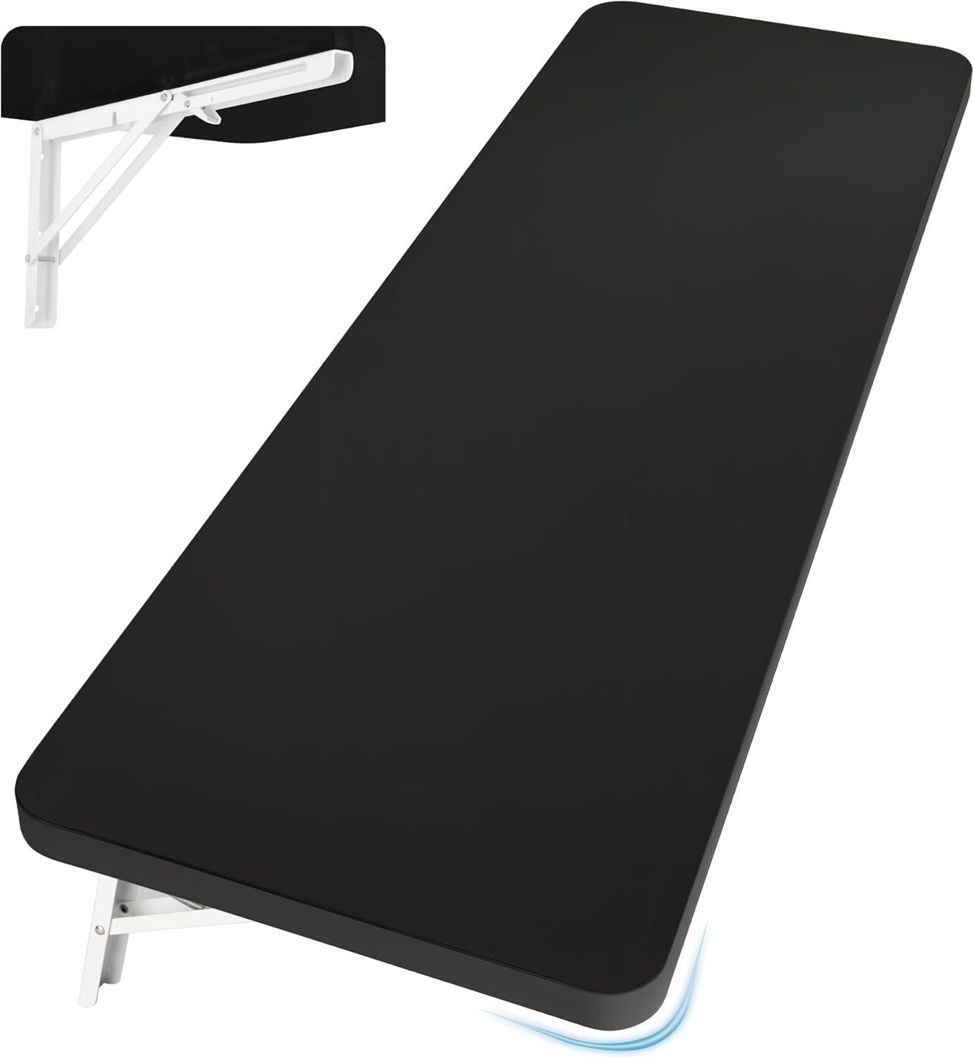 Wall Mounted Folding Table 31.5”L x 15.7”W, Laundry Folding Table with Heavy Duty Metal Collapsible Shelf Brackets, Wall Mounted Desk Fold Down for Small Spaces, White