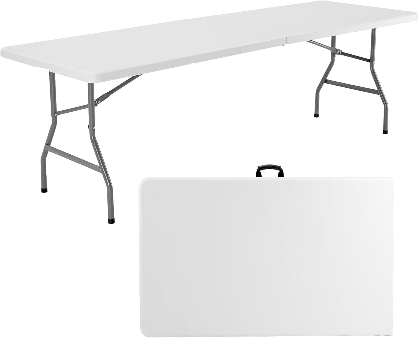 Sweetcrispy 4ft Plastic Folding Table Outdoor Indoor Heavy Duty Portable Desk with Carrying Handle for Camping Picnic Party