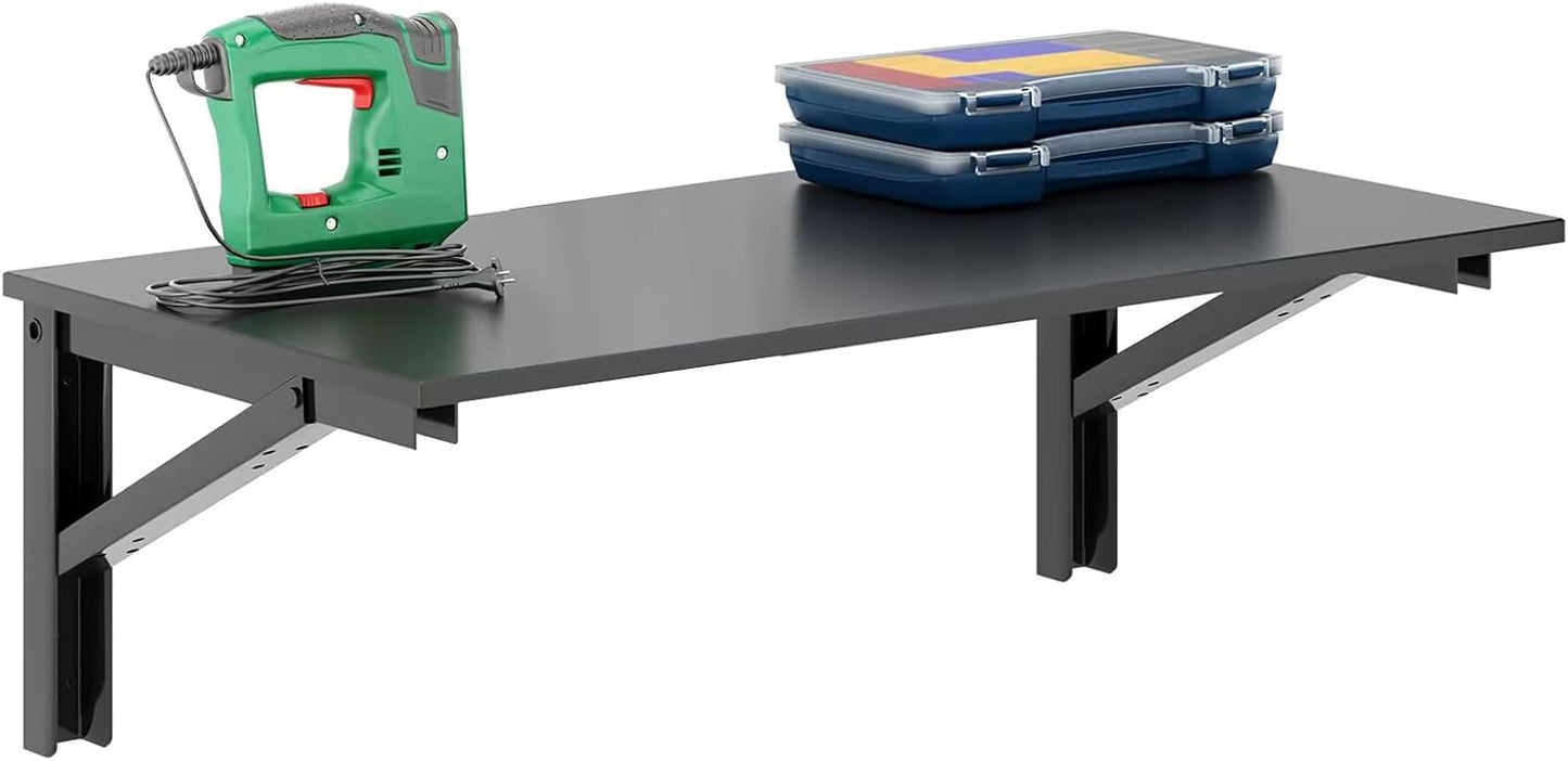 Need Fold Wall Mounted Table Folding Workbench Length 47.2" Width 20" Perfect Addition to Garage & Shed/Home Office/Laundry Room/Home Bar/Kitchen & Dining Room AC15BB(12050)