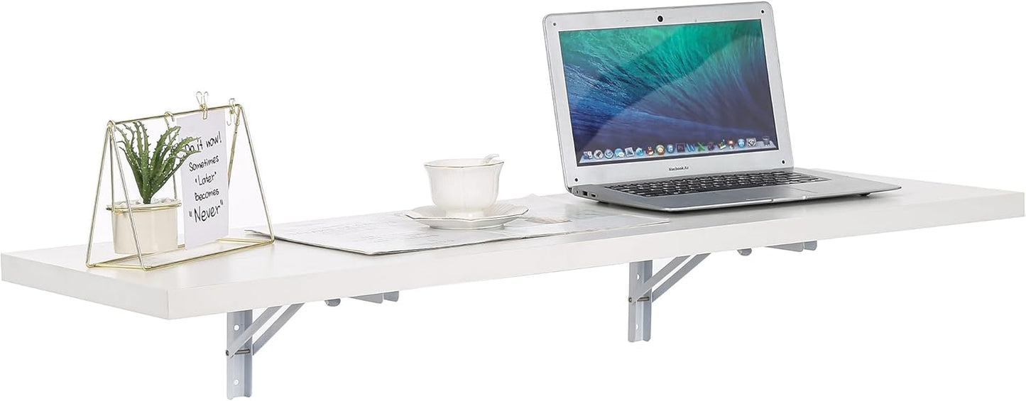 Houseables Wall Mounted Desk, Murphy Desk, Wall Mounted Folding Table, Laundry Folding Table, Fold Down Work Bench, Foldable Mount Station, Floating Bar, Hanging, Dining, Kitchen, Clothes, 48x16 Brown