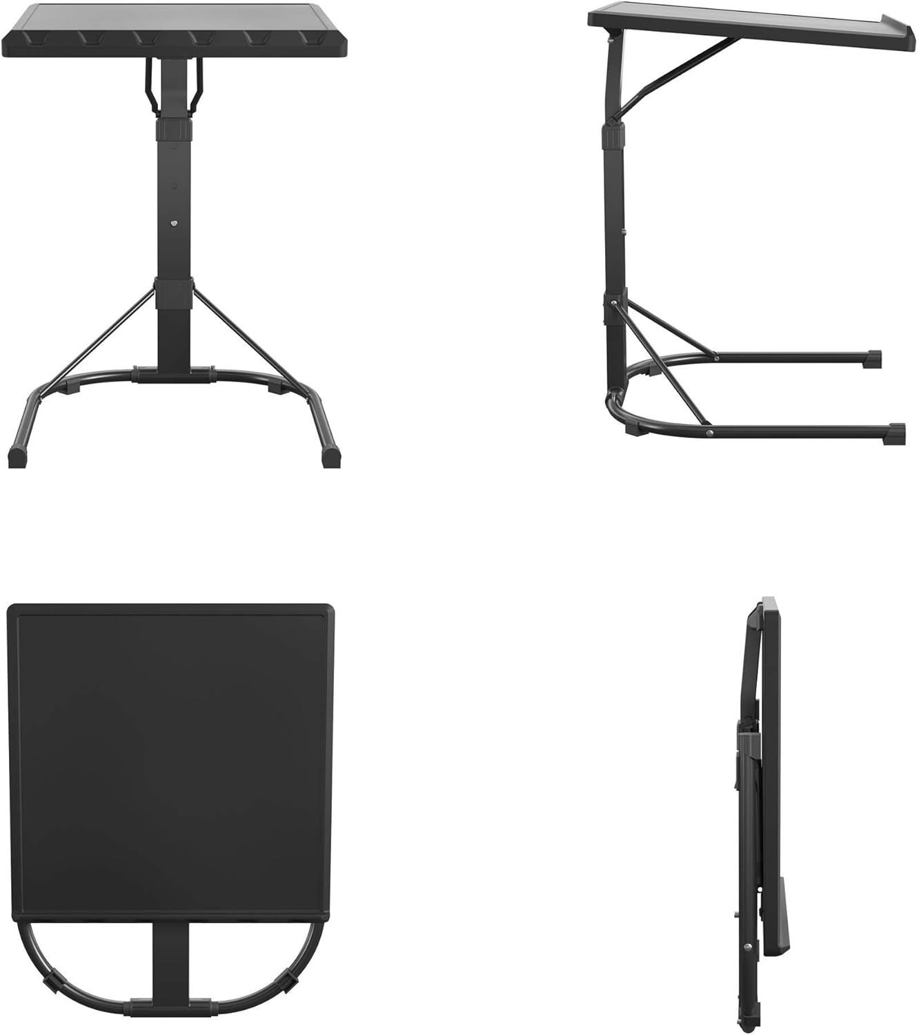 CoscoProducts Multi-Functional Personal Activity Table, Adjustable Height, Portable Workspace, for Snacking & Homework, Compact Fold, Space Saving, Black
