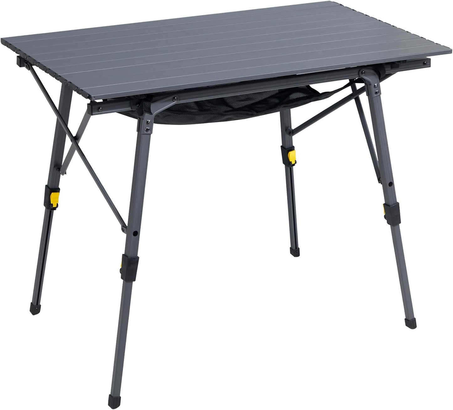 PORTAL Camping Table Portable Foldable with Adjustable Legs, Aluminum Folding Table Roll Up Table with Carrying Bag for Outdoor, Beach, Picnic, Backyards, BBQ and Party, Silver, Big