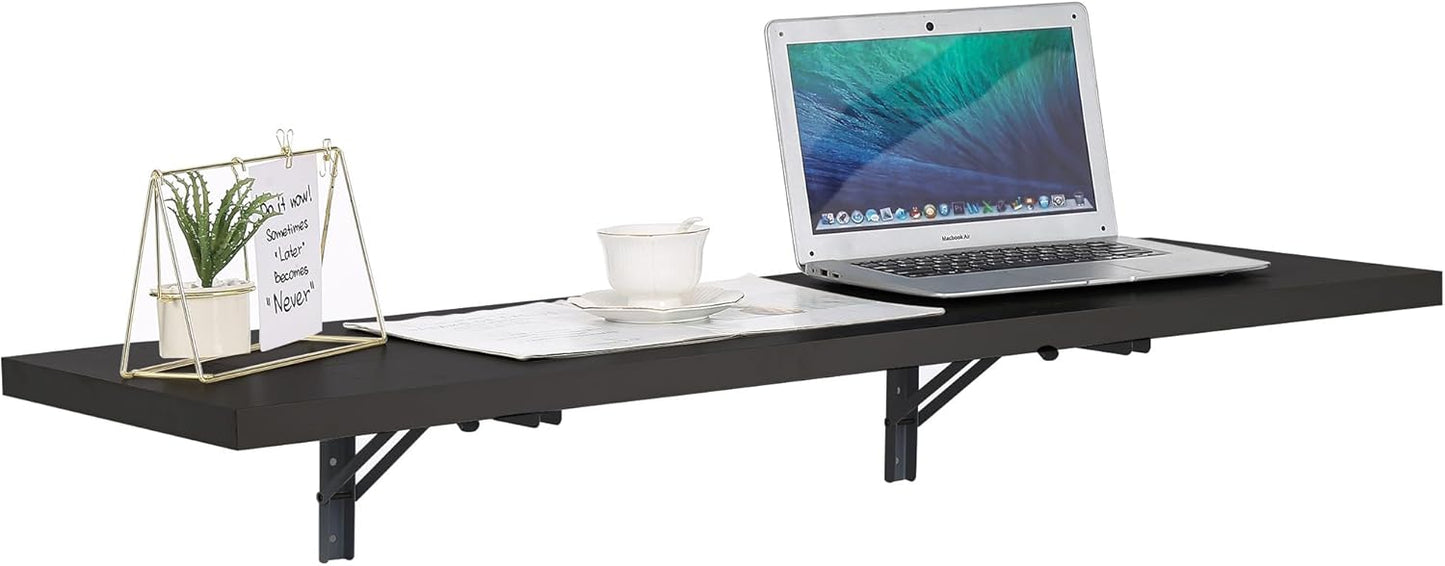 Houseables Wall Mounted Desk, Murphy Desk, Wall Mounted Folding Table, Laundry Folding Table, Fold Down Work Bench, Foldable Mount Station, Floating Bar, Hanging, Dining, Kitchen, Clothes, 48x16 Brown