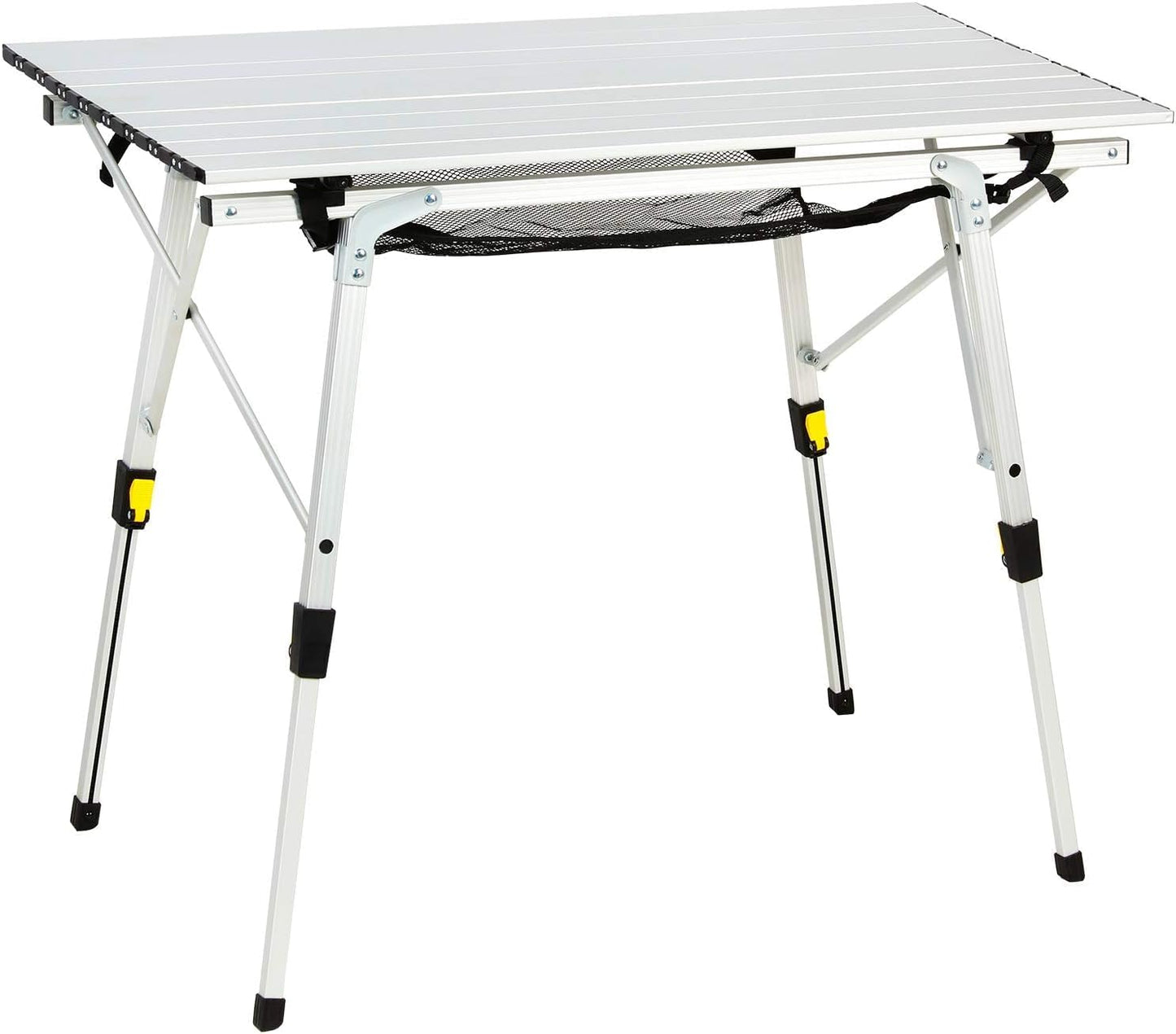 PORTAL Camping Table Portable Foldable with Adjustable Legs, Aluminum Folding Table Roll Up Table with Carrying Bag for Outdoor, Beach, Picnic, Backyards, BBQ and Party, Silver, Big