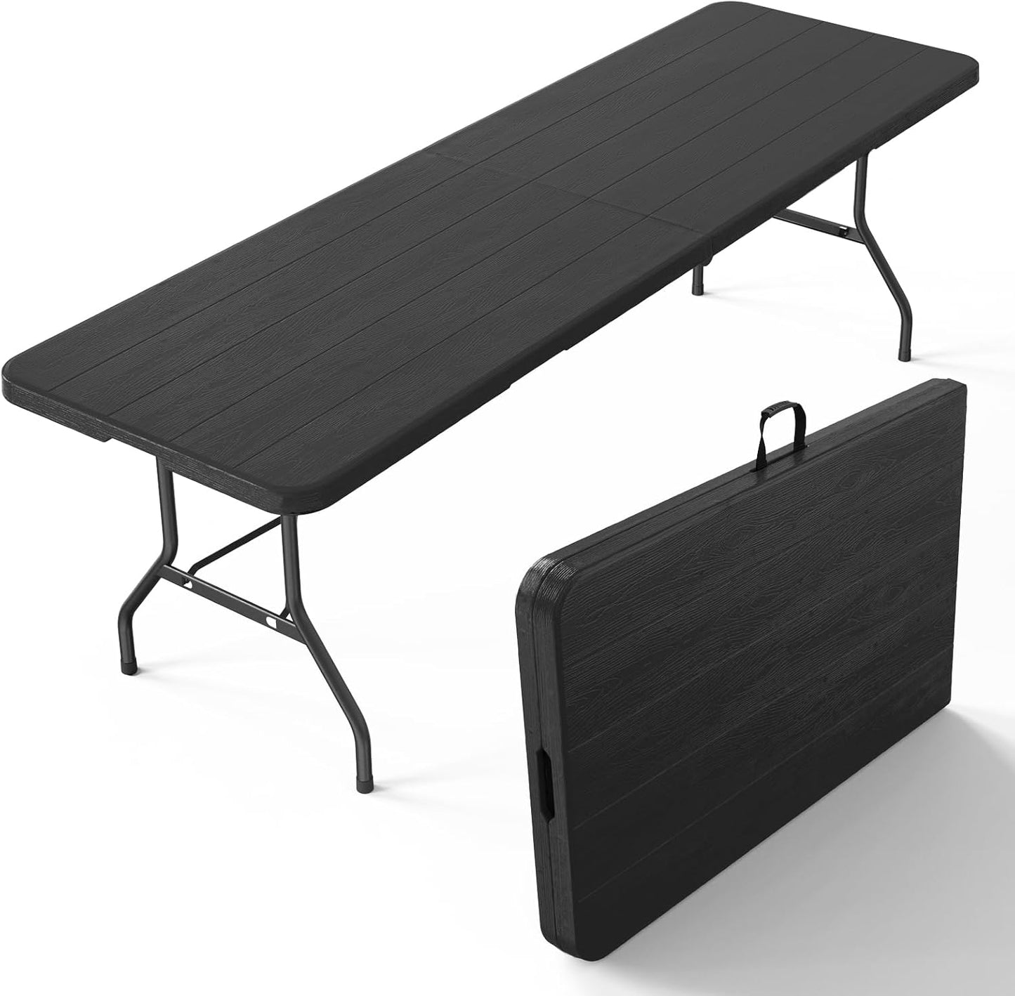 VINGLI 4 FT Plastic Folding Camping Table,3-Level Adjustable Height, Portable in/Outdoor Party Picnic Dining Desk, Garden Soccer Multipurpose Entertaining Activities,White