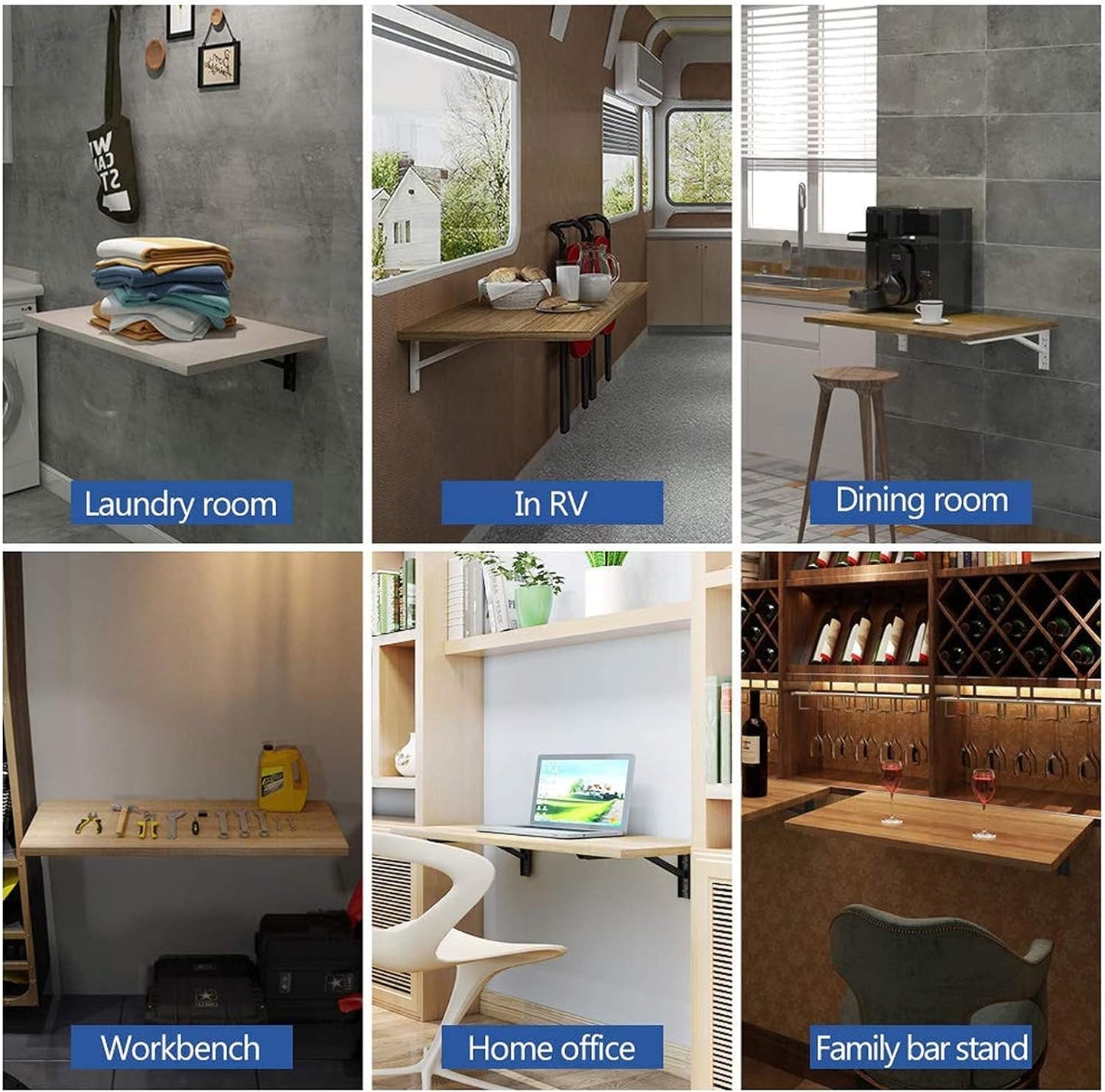 Need Fold Wall Mounted Table Folding Workbench Length 47.2" Width 20" Perfect Addition to Garage & Shed/Home Office/Laundry Room/Home Bar/Kitchen & Dining Room AC15BB(12050)