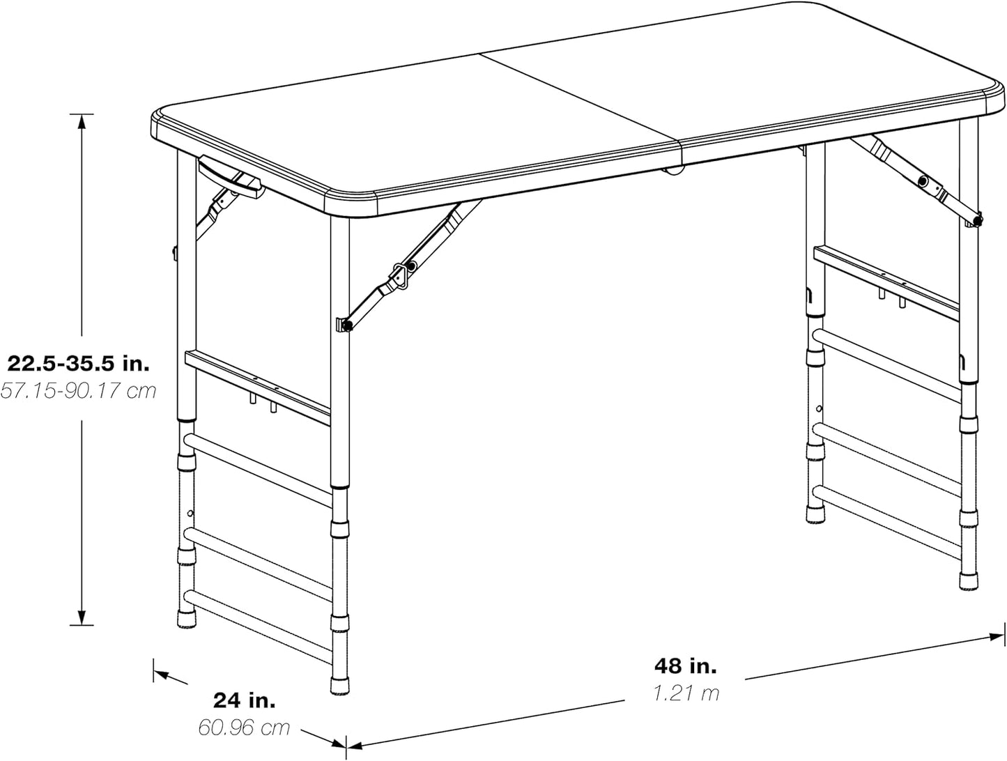 Office Star Resin Multipurpose Rectangle Table, 4-Feet Long, Height Adjustable, Center Folding Table, Light Gray