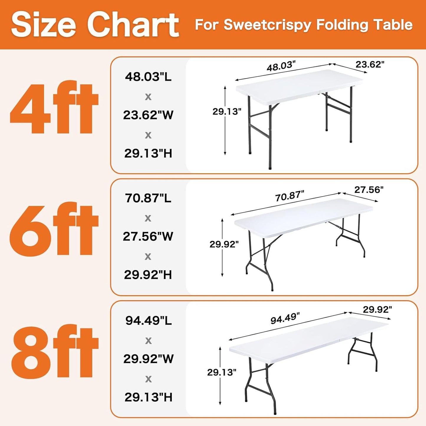 Sweetcrispy 4ft Plastic Folding Table Outdoor Indoor Heavy Duty Portable Desk with Carrying Handle for Camping Picnic Party