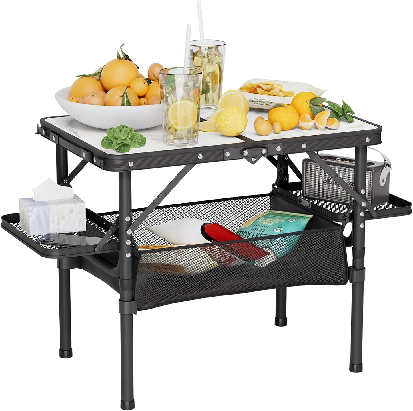 Titanker Folding Camping Table Small 2ft, Small Camp Table Portable with 50% Extra Space, Folding Picnic Table, Portable Beach Tables, Car Camping Essentials, Aluminum Light Solid