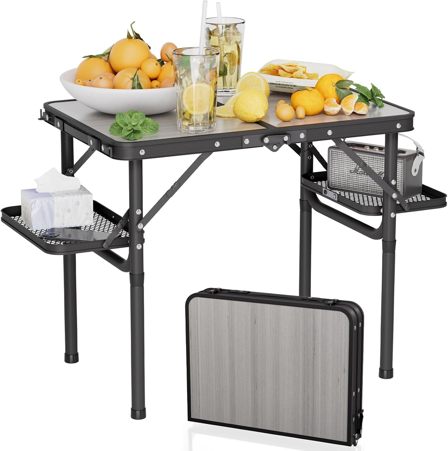 Titanker Folding Camping Table Small 2ft, Small Camp Table Portable with 50% Extra Space, Folding Picnic Table, Portable Beach Tables, Car Camping Essentials, Aluminum Light Solid