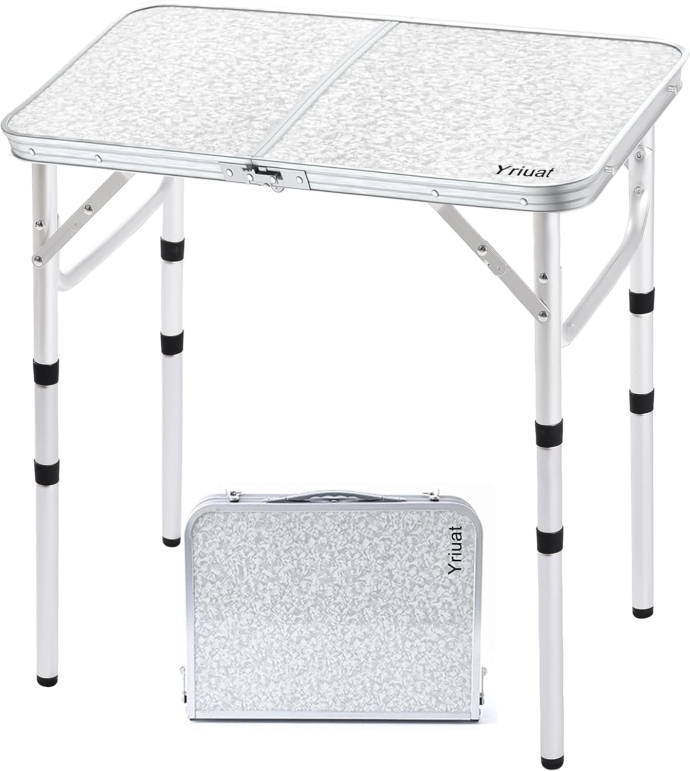 Folding Camping Table 2ft Portable Pinic Table Adjustable Height Small Card Table Aluminum Foldable Lightweight with Carry Handle for Outdoor Indoor Hiking Camp BBQ Beach (Blooming Floral)