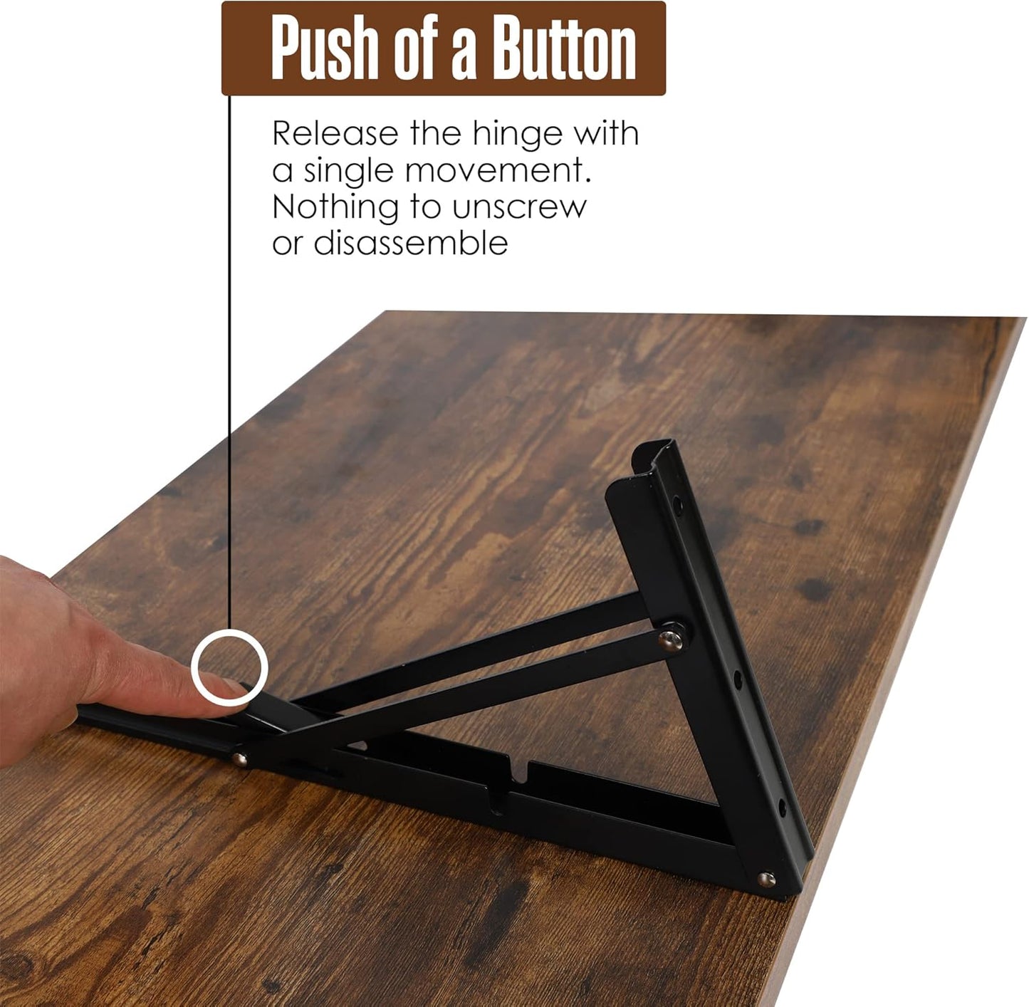 Houseables Wall Mounted Desk, Murphy Desk, Wall Mounted Folding Table, Laundry Folding Table, Fold Down Work Bench, Foldable Mount Station, Floating Bar, Hanging, Dining, Kitchen, Clothes, 48x16 Brown