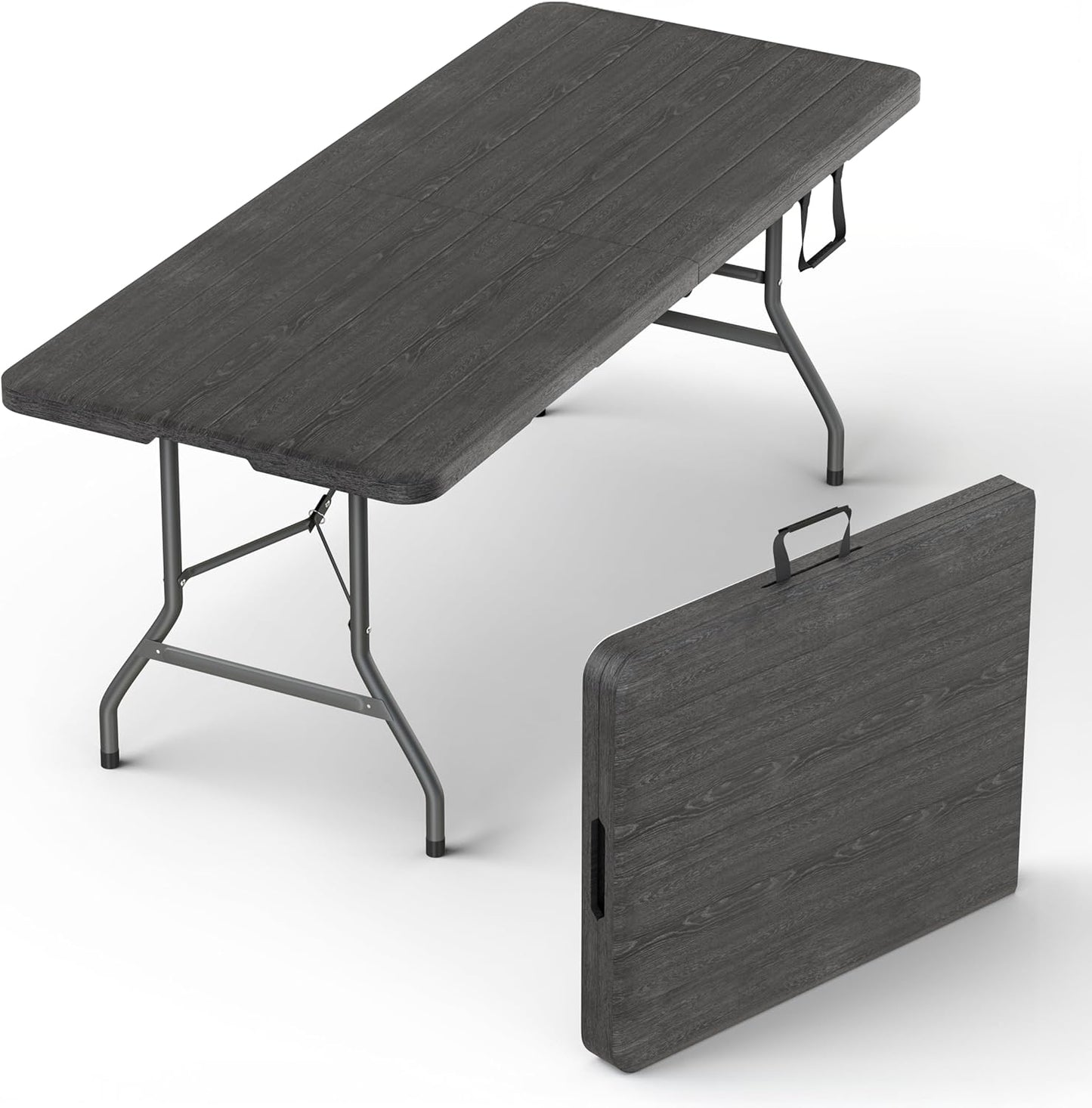 4 Feet Foldable Table Adjustable Height with Built in Handle, Steel Legs | Heavy Duty Portable | Perfect for Party, Dining, Wedding, Events, Picnic Indoor, Outdoor, Camping, Utility, Folding