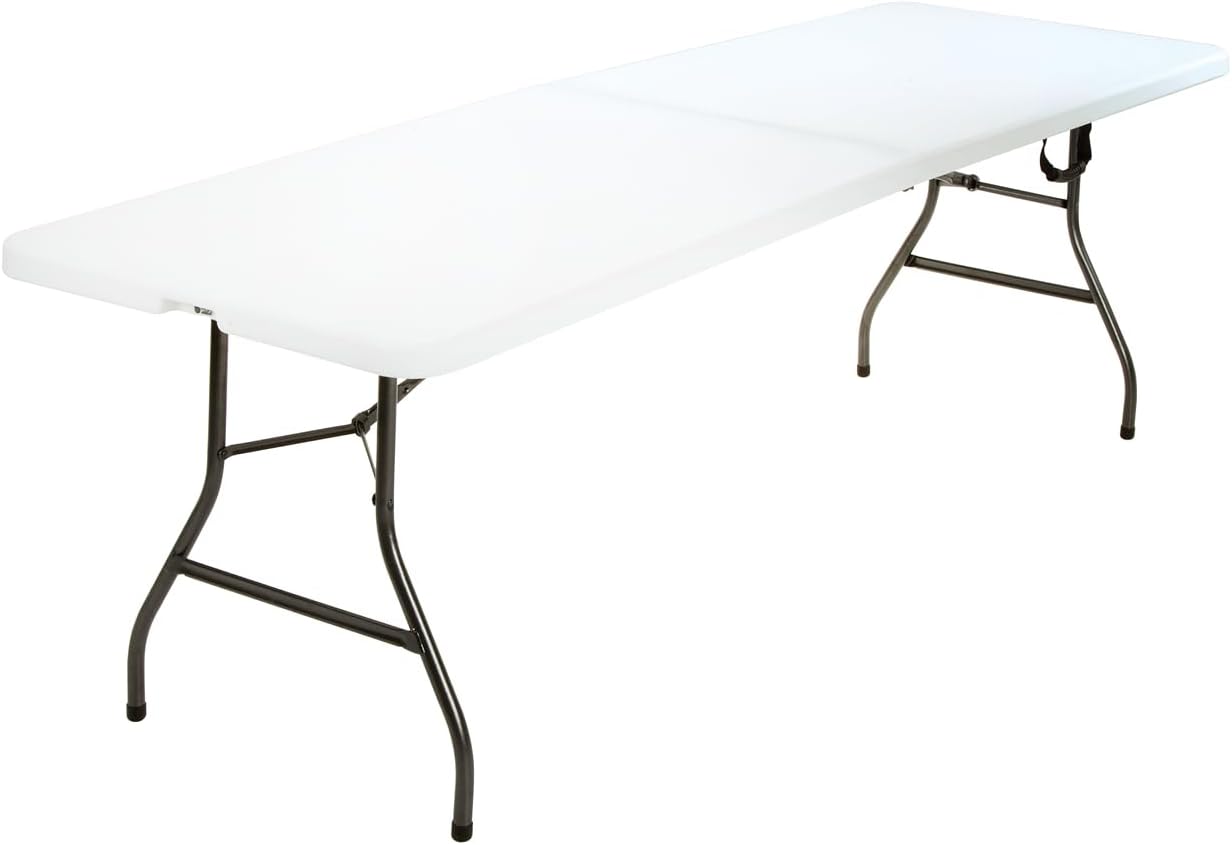 COSCO 4 ft. Centerfold Blow Mold Utility Table, Adjustable Height, White