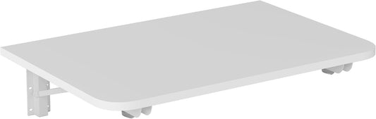 Wall Mounted Folding Desk, Space Saving Drop Leaf Table for Small Spaces, Modern Floating Workbench for Kitchen, Dining, Home Office, Laundry Room, Bedroom, Easy Install, White 15.6" x 23.6"