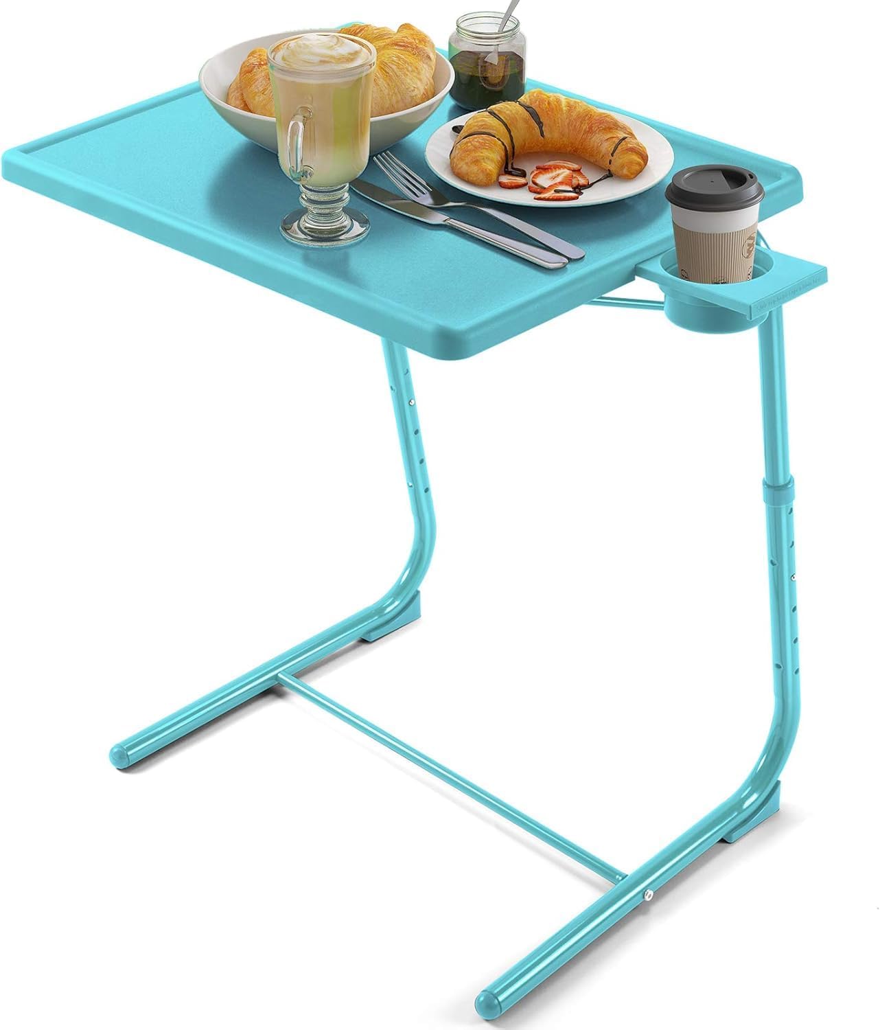 Adjustable TV Tray Table - TV Dinner Tray on Bed & Sofa, Comfortable Folding Table with 6 Height & 3 Tilt Angle Adjustments (Black)