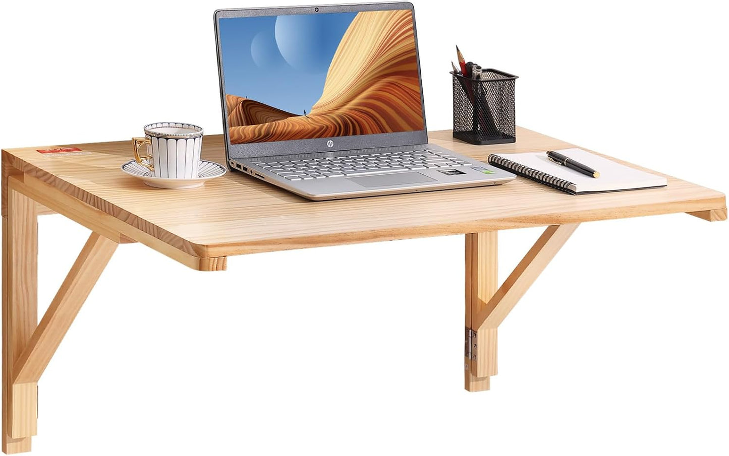VEVOR Wall Mounted Folding Table, Wall Mounted Drop Leaf Tables, Solid Wood Floating Desk for Dining, Laundry Room, Office, 31.5" x 23.58" x 17.24" Fold Down Desk