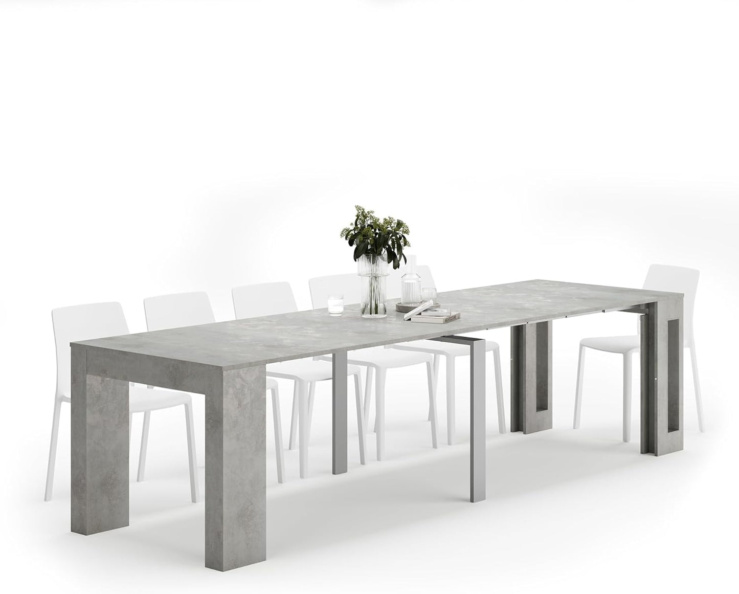 Mobili Fiver, Easy, Extendable Console Table with Extension Leaves Holder, 17.7(120.1) x35.4 in, Rustic Oak, for 4-12 People, Space Saving Dining Table for Entrance, Living Room, Italian Furniture