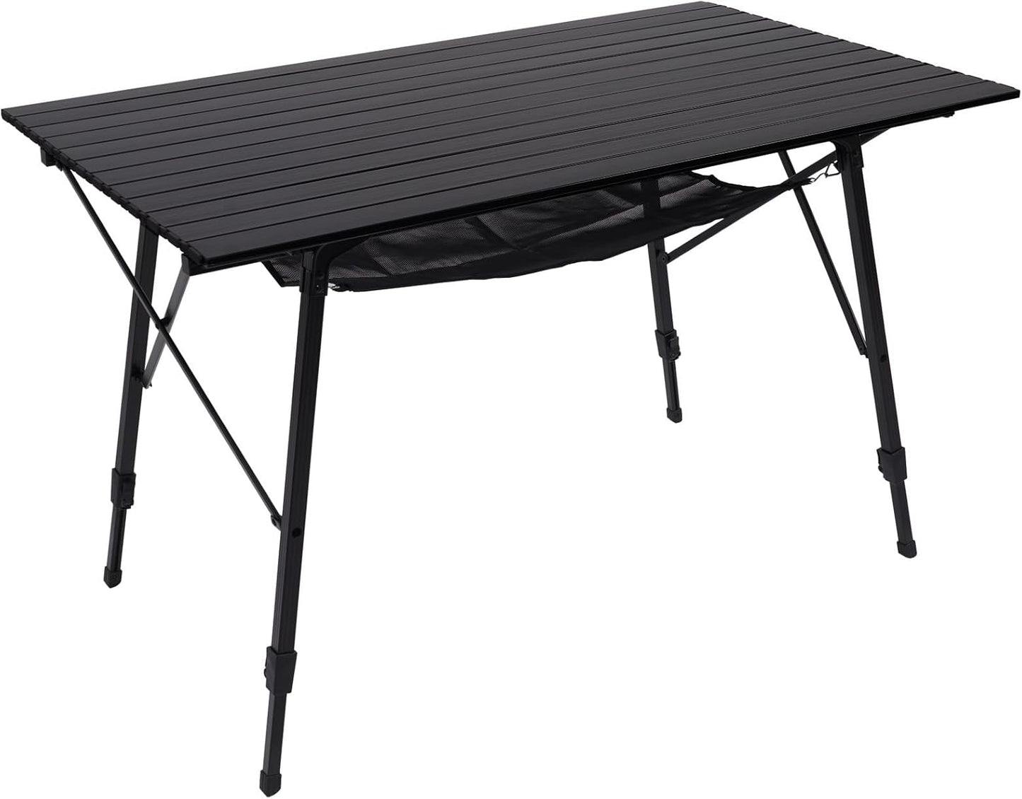 PORTAL Camping Table Portable Foldable with Adjustable Legs, Aluminum Folding Table Roll Up Table with Carrying Bag for Outdoor, Beach, Picnic, Backyards, BBQ and Party, Silver, Big