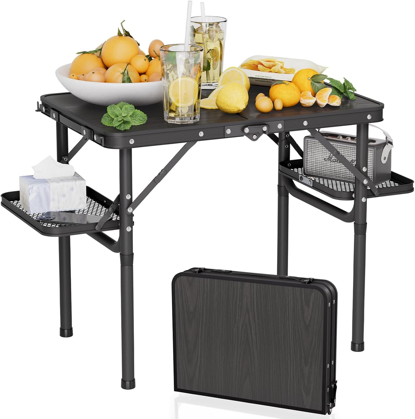 Titanker Folding Camping Table Small 2ft, Small Camp Table Portable with 50% Extra Space, Folding Picnic Table, Portable Beach Tables, Car Camping Essentials, Aluminum Light Solid