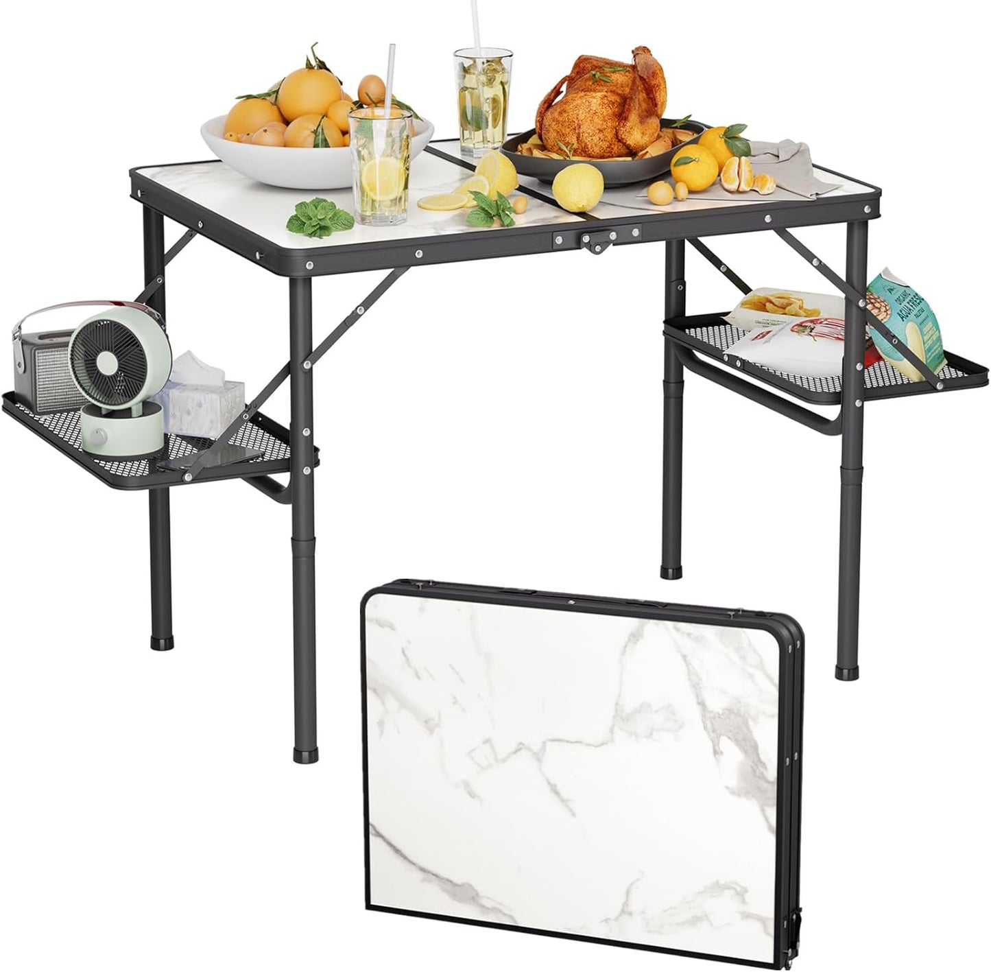 Titanker Folding Camping Table Small 2ft, Small Camp Table Portable with 50% Extra Space, Folding Picnic Table, Portable Beach Tables, Car Camping Essentials, Aluminum Light Solid